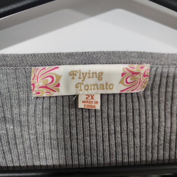 Flying Tomato Gray V-Neck Sweater - Picture 4 of 6